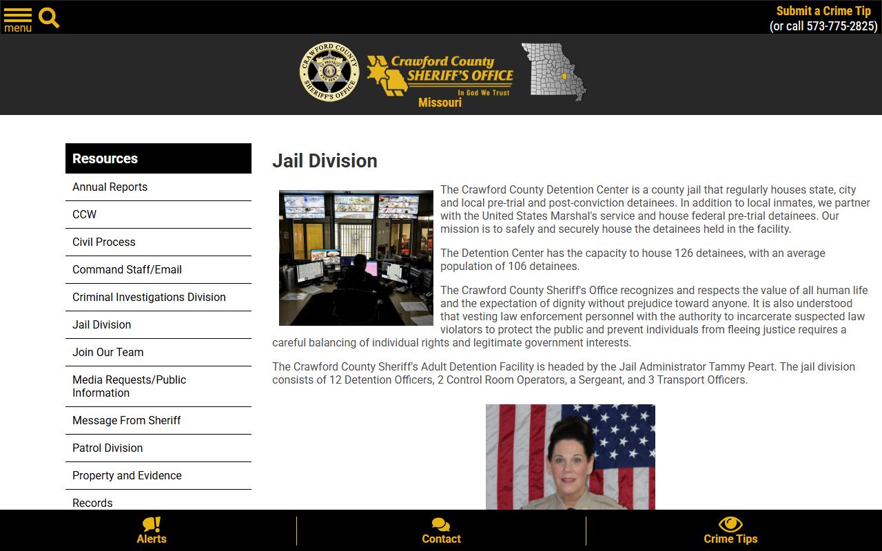 Crawford County Detention Center jail division inmate information page